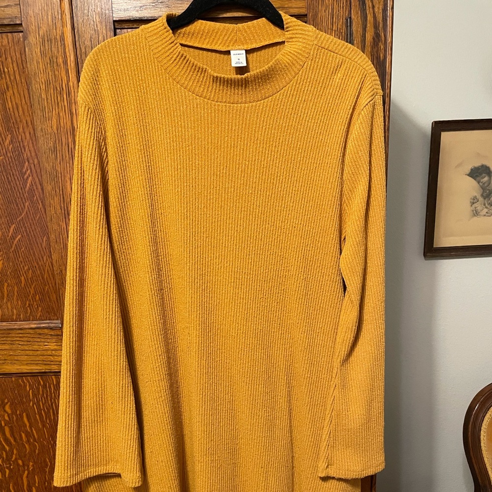 Old Navy Rib-Knit Cowl Neck Mustard Sweater Dress